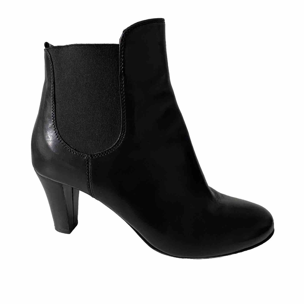 Agl Attilio Giusti Leombruni Black Leather Bootie Ankle Boot Round Toe H…